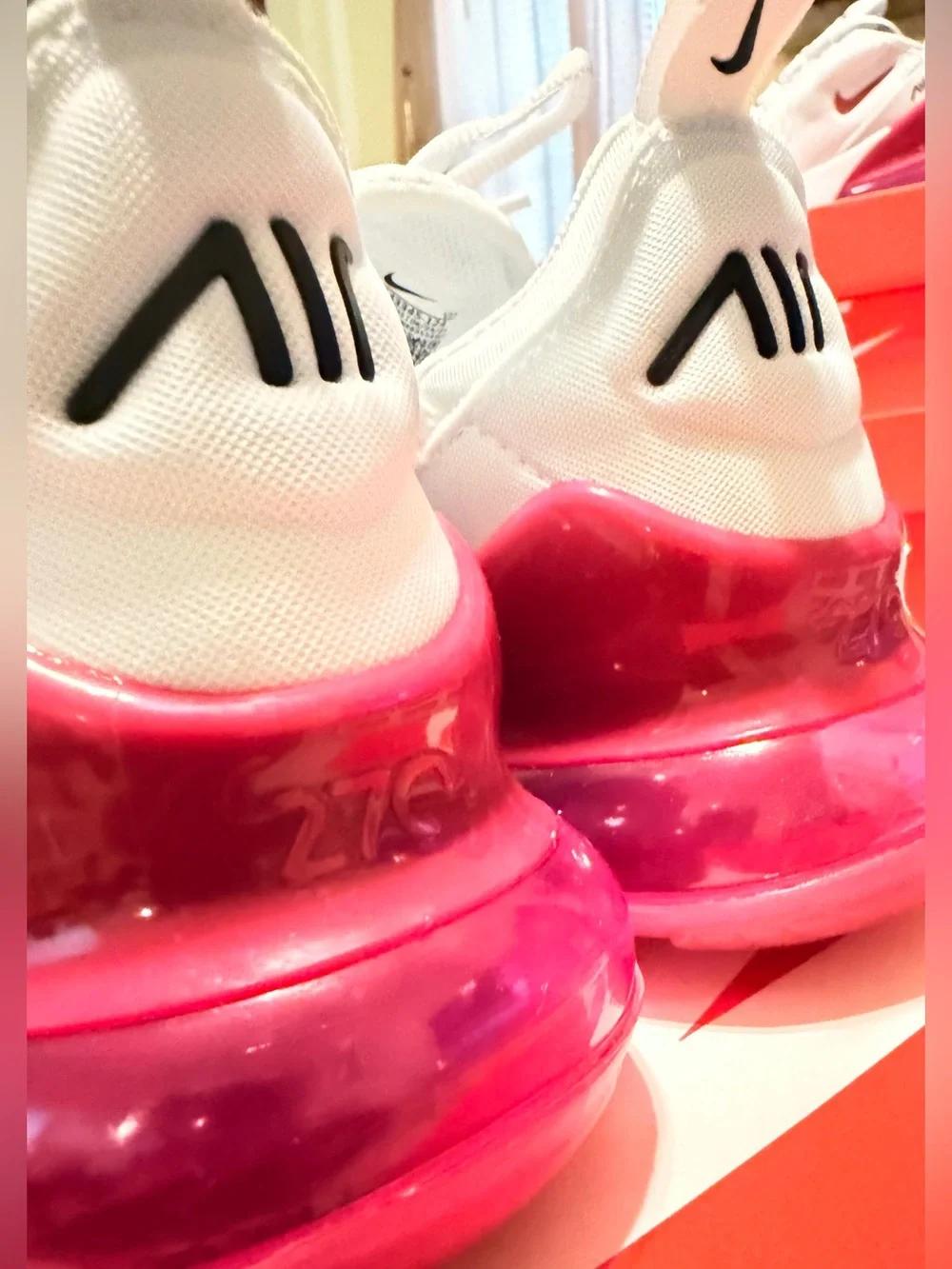 Nike Air Max 270GS Women's White Sneakers with Pink Air Unit